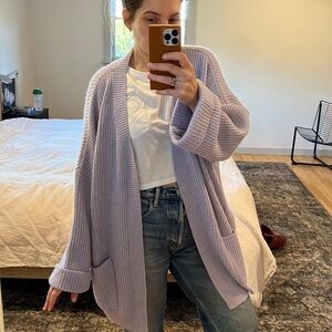 Nap Loungwear 100% cashmere cardigan, light purple / periwinkle medium